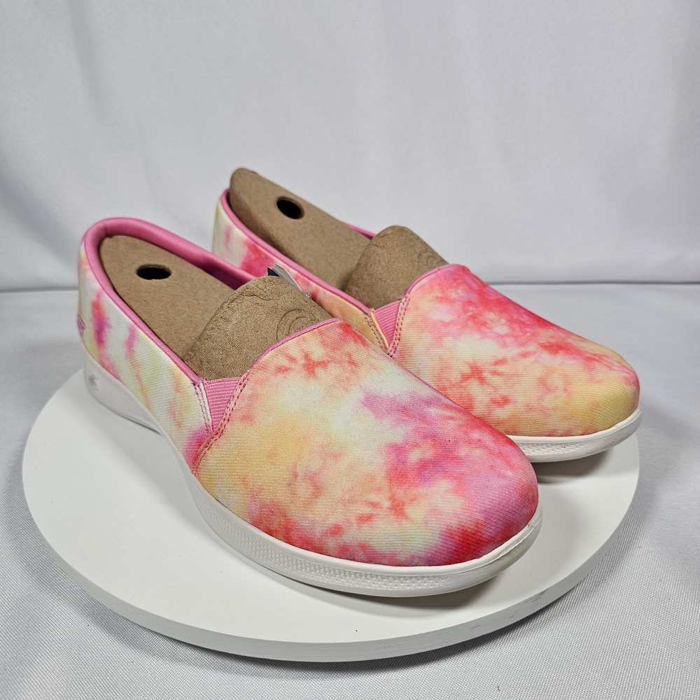 Skechers Go Step Lite Pink Yellow‎ Tie Dye Slip On Sneakers Women's Size 9.5